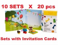 10 Sets LEGO Birthday Greeting Invitation Card 20pcs Building Toy Construction