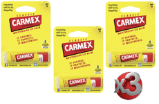 3x Carmex Classic Original Click Stick Ultra Moisturising Dry & Chapped Lip Balm