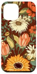 Coque pour iPhone 14 Plus Orange Bohème Groovy Motif floral années 70