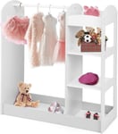 Meuble Armoire de Rangement Enfant avec Miroir Garde Robe avec 4 Étagères Ouvertes Convient pour Chambre Salon Blanc