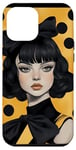 Coque pour iPhone 12 Pro Max Jaune Art Déco Polka Dots Hunting Girl Camo Noeud Noir