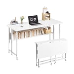 MAGIC SELECT Bureau Pliable à roulettes, Bureau Pliable avec Étagère, Bureau Pliant d' Ordinateur, Table d'Étude, Table Multifonctionnelle Compact et Mobile pour Chambre, Bureau, Salon. 120x60x80 cm.