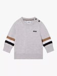 BOSS Baby Logo Iconic Stripe Knit Jumper, Light Grey