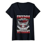 Womens Freedom Isn't Free US Veterans American Flag Patriotic V-Neck T-Shirt