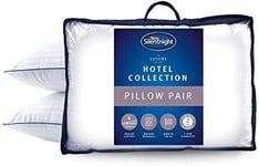 Silentnight Hotel Collection Luxury Piped Pillow Pair Hollowfibre White 74 X 48