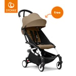 Stokke® Barnvagn YOYO³ white inkl. 6+ Färgklädsel Toffee