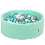 KiddyMoon Piscine À Balles pour Bébé Rond 90X30cm/300 Balles 7Cm Fosses À Boules Jouet Enfant, Menthe: Blanc/Gris/Turquoise Clair