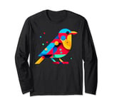 Geometric Minimalism Modern Illustration Nightingale Bird Long Sleeve T-Shirt