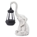 Elefant Sollampa Dekoration Vattentät fast harts Hantverk Elefantprydnad Staty Gård Balkong Trädgårdsfigur Lampa A[hk] White  Black