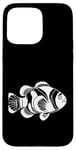 Coque pour iPhone 15 Pro Max Line Art Poisson & Ichtyologiste Faux Percula Poisson Clown