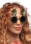 Metallic Gold Pineapple Novelty Sunglasses Hawaiian Tropical Fancy Dress Prop