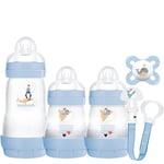 MAM Welcome To The World Set, Newborn Bottle Set with 0-2 Months Baby Soother and Clip, Newborn Baby Gifts, Blue (Designs May Vary)