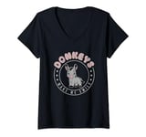 Womens Donkeys Make Me Smile Donkey Lover Cute Farm Animals V-Neck T-Shirt