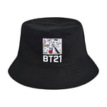 Concept One Unisex's Bt21 Line Friends Bucket, Graffiti Style Reversible Packable Travel, Wide Brim Summer Hat, Multi, One Size