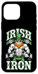 Coque pour iPhone 16 Pro Max Irlandais Iron Funny St Patrick Day Leprechaun Gym Fitness