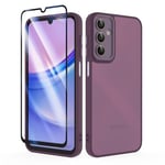 SMYTU Coque pour Samsung Galaxy A15 4G / 5G 6,5 Pouces,Mat HalfTransparente Protection Antichoc Souple Silicone TPU étui Bumper Housse Case Cover pour Samsung Galaxy A15 4G / 5G, Vin Rouge