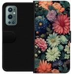 OnePlus 9 Pro Sort Lommebokdeksel Färglada blommor