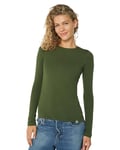 DANISH ENDURANCE Thermal Tops Womens, Merino Wool Base Layer Thermal Long Sleeve Top Women, Warm Winter Thermals, Green, XS