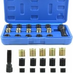 16 Pièces Kit de réparation pour Filet de Bougie, M14 x 1.25 mm Kit de Réparation de Filetage de Bougie d'allumage, Robinet M16 avec étui Portable,