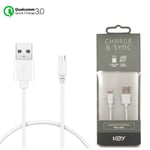 undefined Key Micro Usb Laddare Till Samsung, Huawei M.fl. 1m - Vit