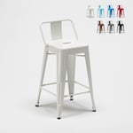 Tabouret de bar cuisine industriel en acier avec dossier h61cm Steel Top Couleur: Blanc