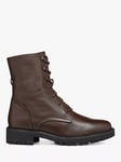 Geox Hoara Leather Lace Up Combat Boots, Dark Brown