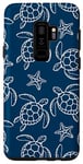 Coque pour Galaxy S9+ Joli motif floral tortue de mer bleu marine corail et coquillage