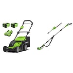 Greenworks 40V Cordless Lawn Mower 41cm (16") with 2x 2Ah batteries and charger - 2504707UC & Greenworks 40V Cordless Polesaw/Hedger Trimmer 2-in-1 - Battery and charger not included - 1300607