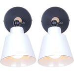 Norcks - 2PCS Applique Murale Moderne En Bois Lampe Murale Rétro Applique Murale Minimaliste Pour Chambre à Coucher, Chevet, Bureau, Couloir E27 Blanc