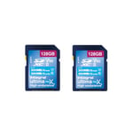 Integral 128 GB 2-Pack Carte SD UHS-II V90 Jusqu'à 300 Mo/s en Lecture et 280 Mo/s en écriture 1866X SDHC Carte Mémoire Professionnelle Haute Vitesse