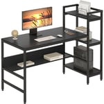 Keepbuying - Dripex Bureau Informatique avec Etagères de Rangement,Dripex Bureau d'Ordinateur en Bois pour Chambre Salon 136x60x111cm - Noir