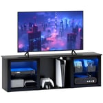 HOMCOM 160cm TV Unit w/ LED Lights for 65" TV Modern TV Stand Cabinet Black