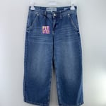 River Island Petite Mid Rise Baggy Wide Leg Jeans, Size 10 Extra Short, RRP £45