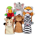 Melissa & Doug Marionnettes À Main, 6 Marionettes Animaux de Safari, Jouet créatif pour Filles et garçons de 3 4 5 6 7 Ans, Cadeau Parfait pour Les Enfants, Théâtre de poupées, Jeu de Rôle