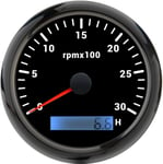 (BN 3000 RPM) 7 värillinen taustavalo 85 mm:n kierroslukumittari merivenemoottoripyöräautoon 3000 4000 6000 7000 8000 rpm Tacho-mittari LCD-tuntimittarilla