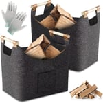 Panier En Bois Pour Bois De Chauffage : 2 Pièces Xxl Panier À Bois De Cheminée Avec Sac De Rangement Pliable Grand Panier À Bois Pour Bois De Cheminée Avec 1 Paire De Gants Pour Bois De