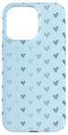 Coque pour iPhone 15 Pro Max Cœurs gris bohème avec fond bleu neutre