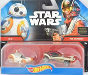 Mattel Hot Wheels Star Wars 1:64 Scale Diecast BB-8 & POE DAMERON Character Cars