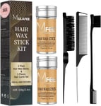 MULAFEE 2 Pack Hair Wax Stick with Hair Comb Set, Wax Stick for Smooth Hair Wax