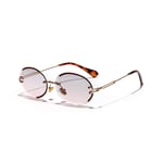 Crystal Round Rimless Sunglasses Gradient Gray Lens Candy Small Sun Glasses for Women Summer Style Female Gift UV400-C4 Gray Pink