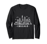 Chicago Skyline Graphic Urban Aesthetic Long Sleeve T-Shirt