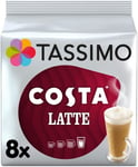 Tassimo Costa Latte Coffee Pods, Pack of 8