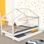 Les Tendances - Lit cabane koala 90x190 + 1 sommier + 1 Tiroir / Blanc/ 199x95x150