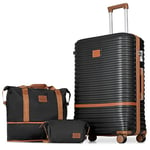 Joyway Set de Valise Voyage, Valises ABS Set de Cabine, Grande Valise Trolley Ultra-Légère, roulettes à 360° et Verrou TSA, Inclus 1 Valise de 24 Pouces, 1 Sac de Voyage et 1 Sac à Bandoulière.