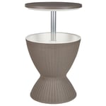 Table de Jardin Taupe en Polypropylène 49 cm Ronde avec Glacière Intégrée Aisa