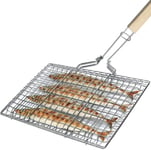 Bigbutterfly Grille de barbecue portable pliable en acier inoxydable résistant à la chaleur 46 x 22,5 cm