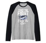 Fight the Fight Earn the Bite Tuna Fishing Raglan Baseball Tee