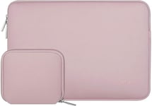 Housse Compatible Avec Macbook Air 15 M3 A3114 M2 A2941 2023 2024/Pro 15, Surface Laptop 15, Dell Xps 15, Hp Stream 14 Pouces, Laptop Sleeve Néoprène Sac Avec Petite Pochette, Rose