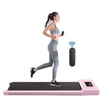 Under Desk Treadmill with Bluetooth Speaker & Remote Control Walking Running Machine for Home or Office 1-12km/h Adjustable Speeds(Pink)