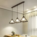 3 Tete Retro Vintage Lustre Suspension Industrielle E27 Lampe Abat-jour Metal Luminaire pour Salle a Manger Chambre